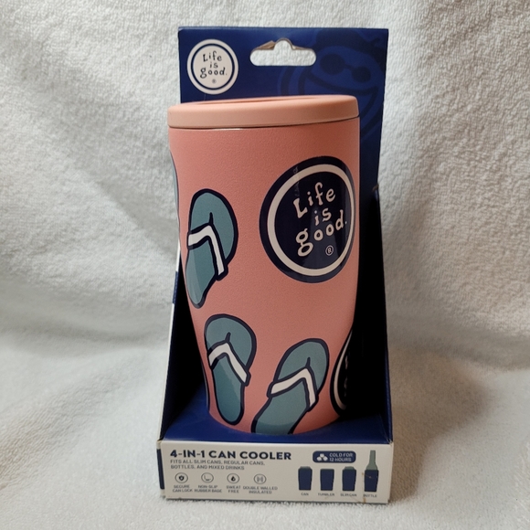 Life Is Good Other - LIFE IS GOOD 4 in 1 Can Cooler Flip-Flops and LiG logo - New!